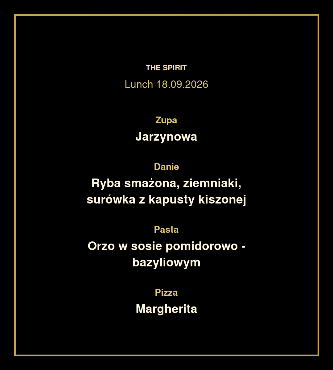 Lunch dnia w Restauracji The Spirit